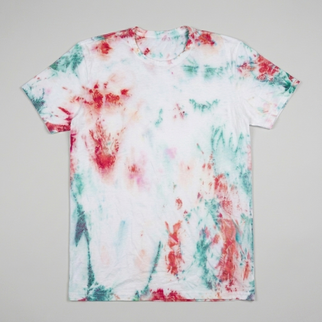 Front of archived red and teal Bag Dog T-shirt